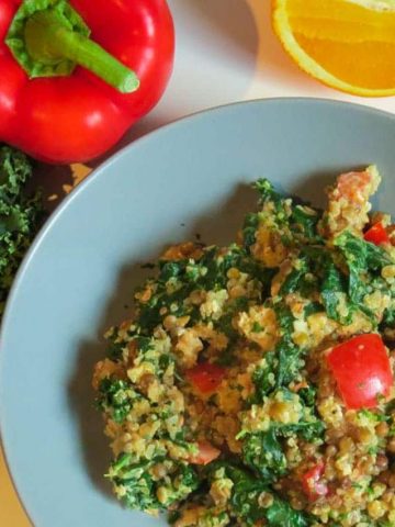 Quinoa with Lentils and Kale in an Orange-Tahini Sauce