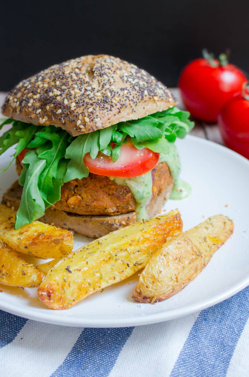 Vegan Lentil Burger with Basil Mayonnaise