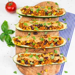 Mexican Stuffed Zucchini with Cashew Cheese