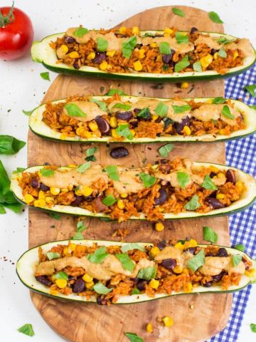 Mexican Stuffed Zucchini with Cashew Cheese