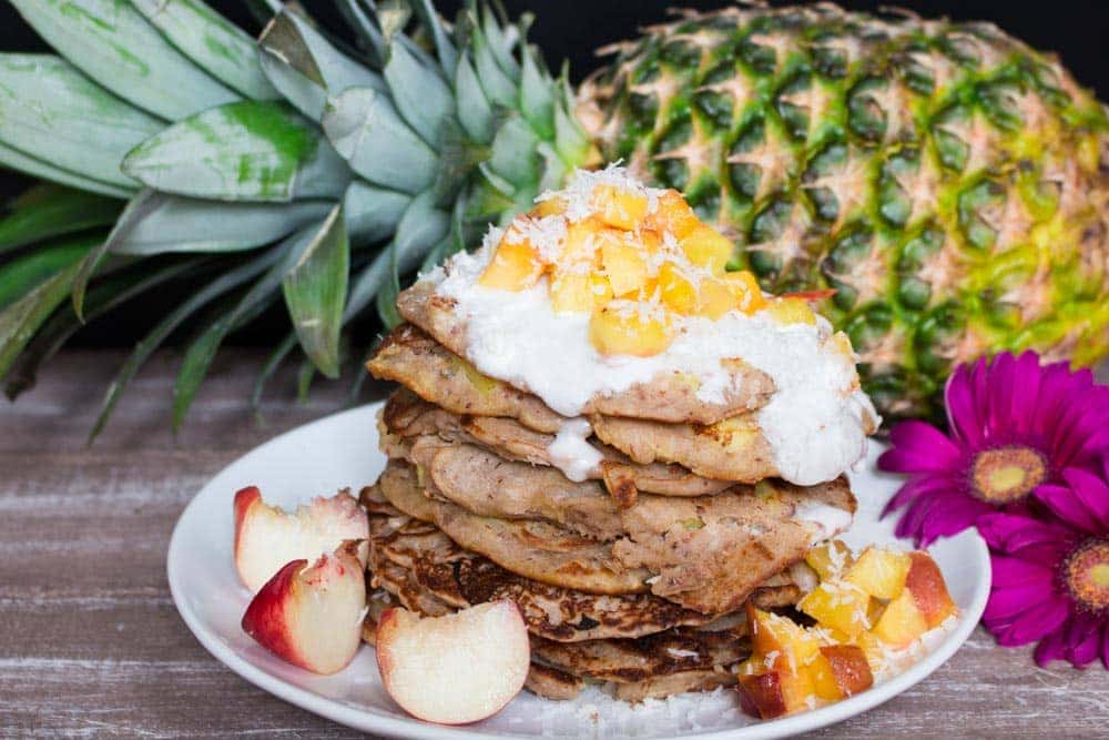 Pineapple Buckwheat Pancakes with Coconut Cream Vegan Heaven
