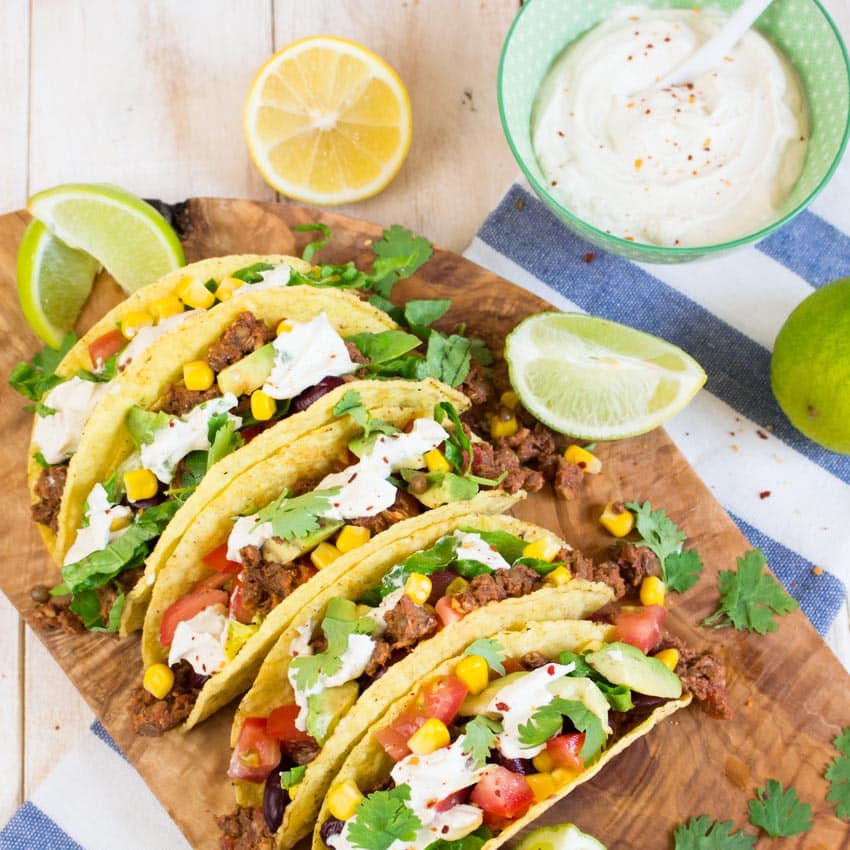 Vegan Tacos with Lentil Walnut Meat