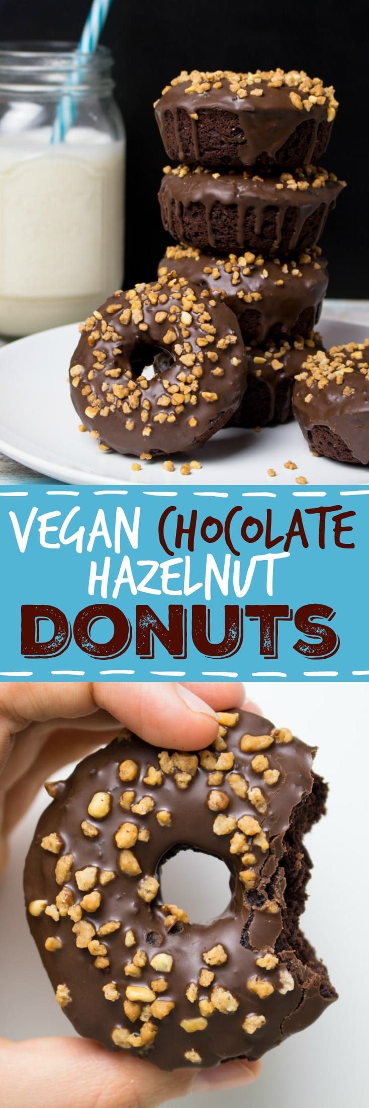 Vegan Donuts with Chocolate Glaze and Hazelnuts