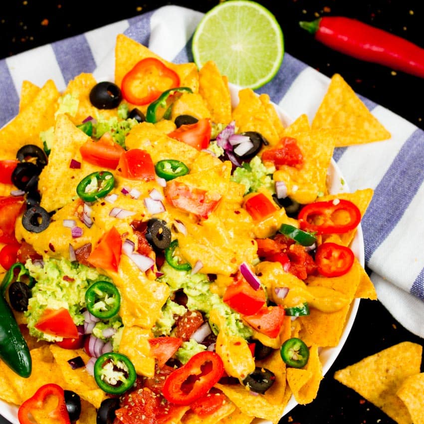 Vegan Nachos with Pumpkin Cheese Sauce