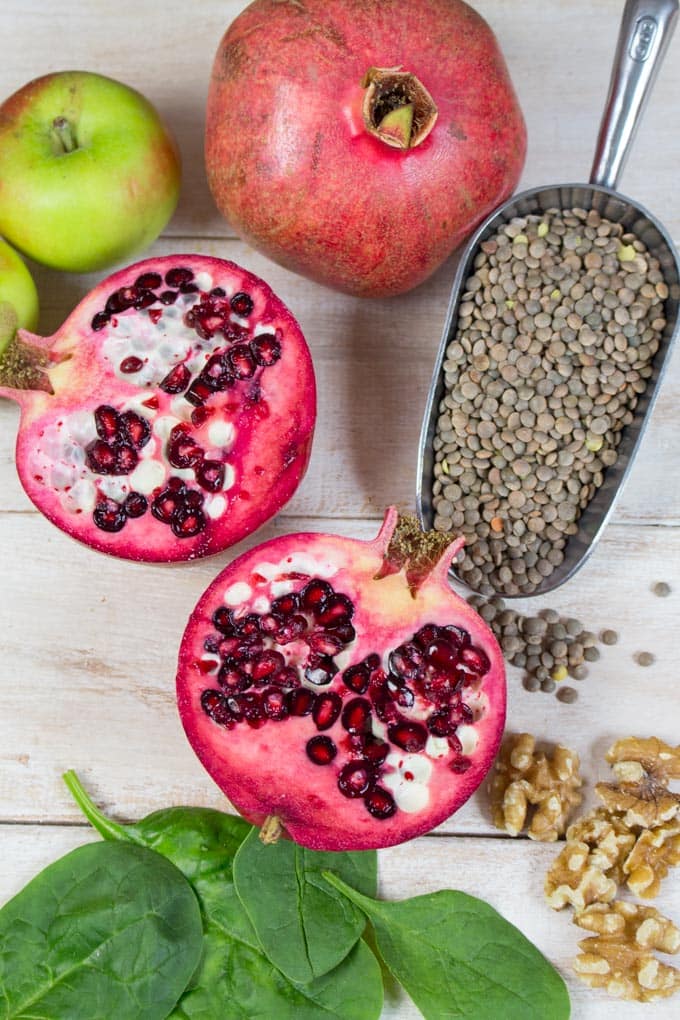 Lentil Salad with Spinach and Pomegranate