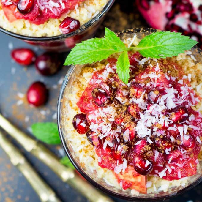 Millet Porridge with Cranberries and Quince Fruit 