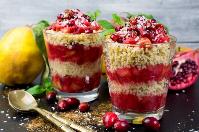 Millet Porridge with Cranberries and Quince Fruit