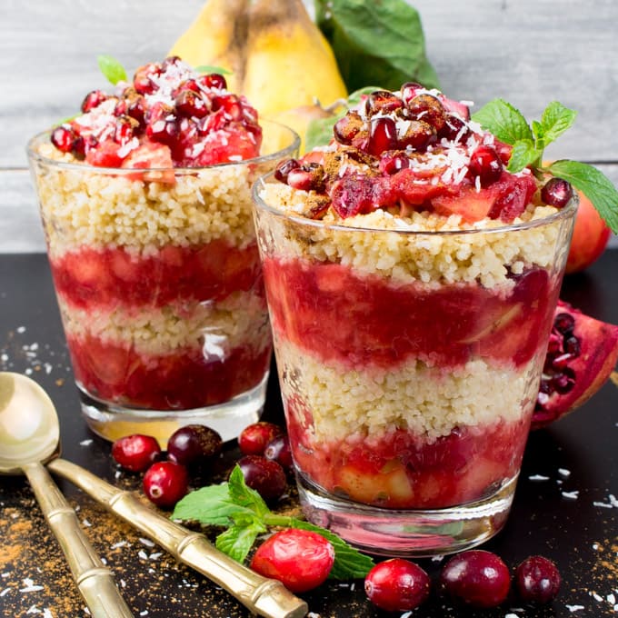Millet Porridge with Cranberries and Quince Fruit 