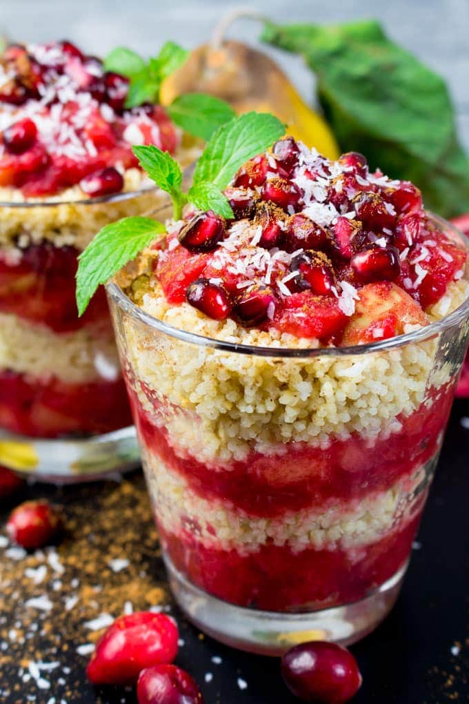 Millet Porridge with Cranberries and Quince Fruit 