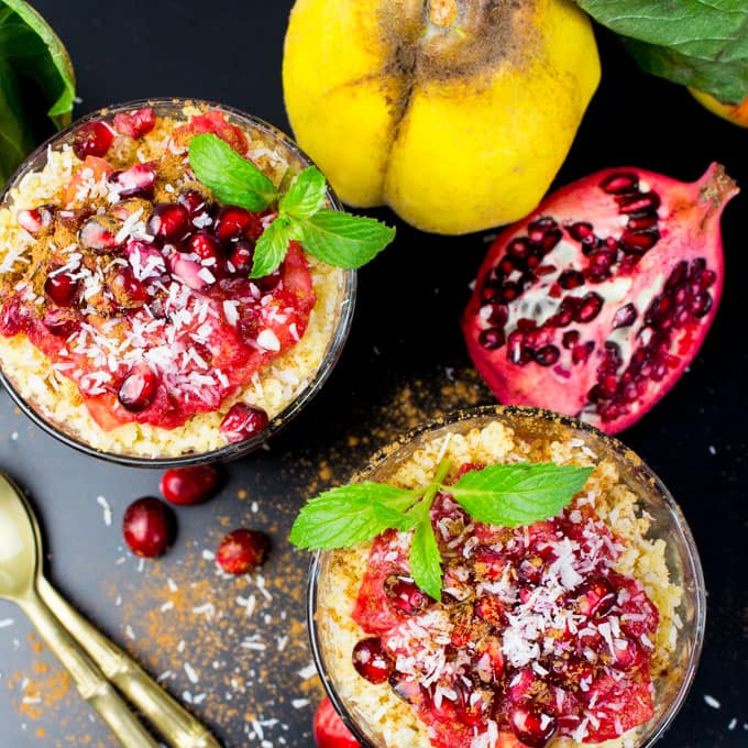 Millet Porridge with Cranberries and Quince Fruit 