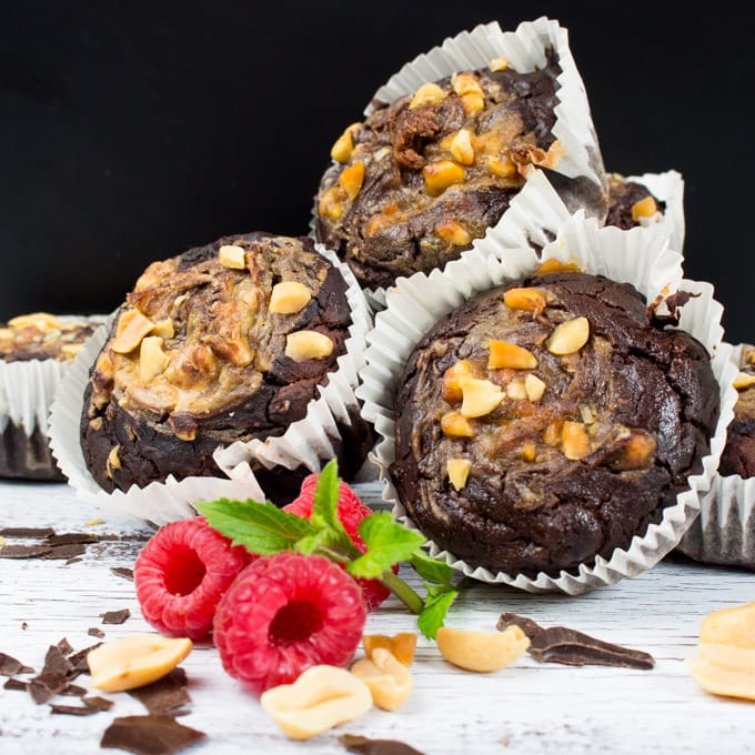 Peanut Butter Chocolate Zucchini Muffins 