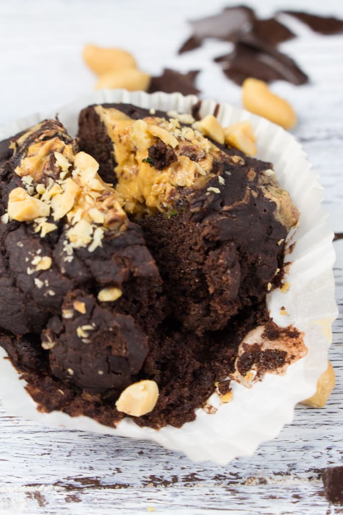 Peanut Butter Chocolate Zucchini Muffins