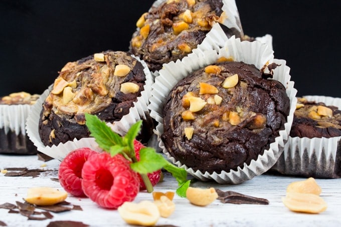 Peanut Butter Chocolate Zucchini Muffins