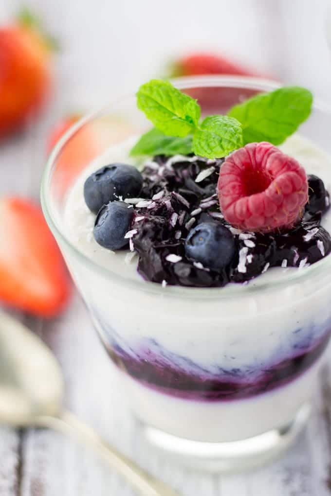 Vegan Blueberry Coconut Panna Cotta