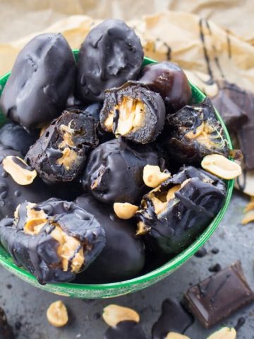 Peanut Butter Stuffed Dates with Chocolate