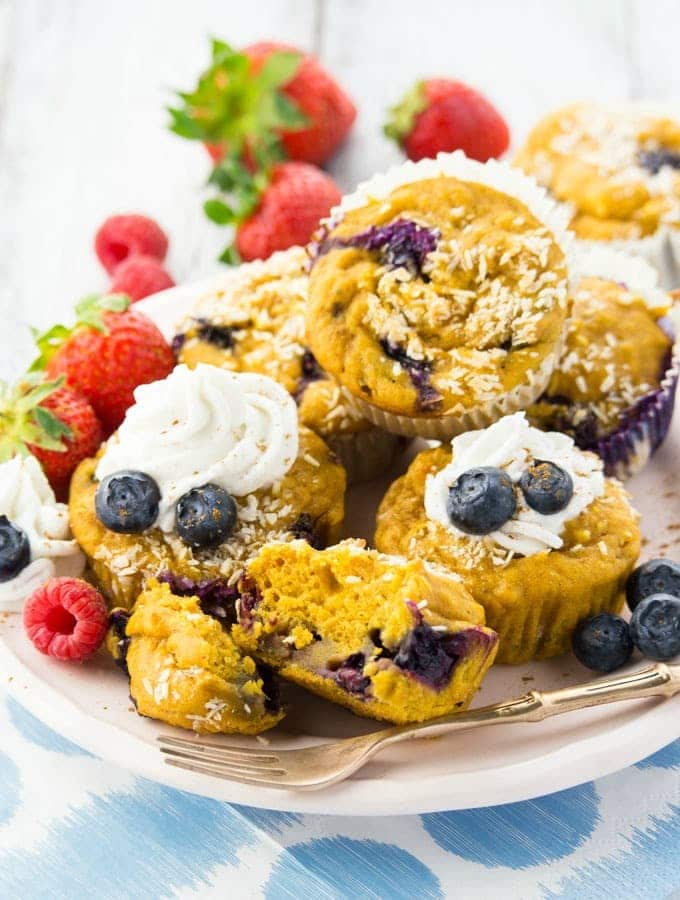 Sweet Potato Muffins with Blueberries