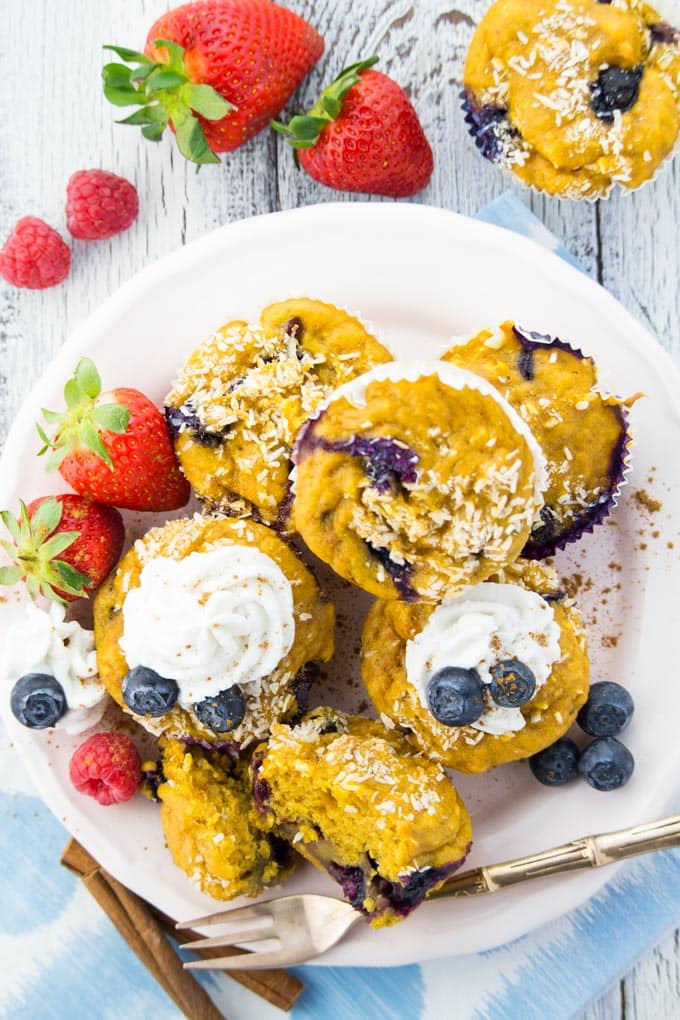 Sweet Potato Muffins with Blueberries 