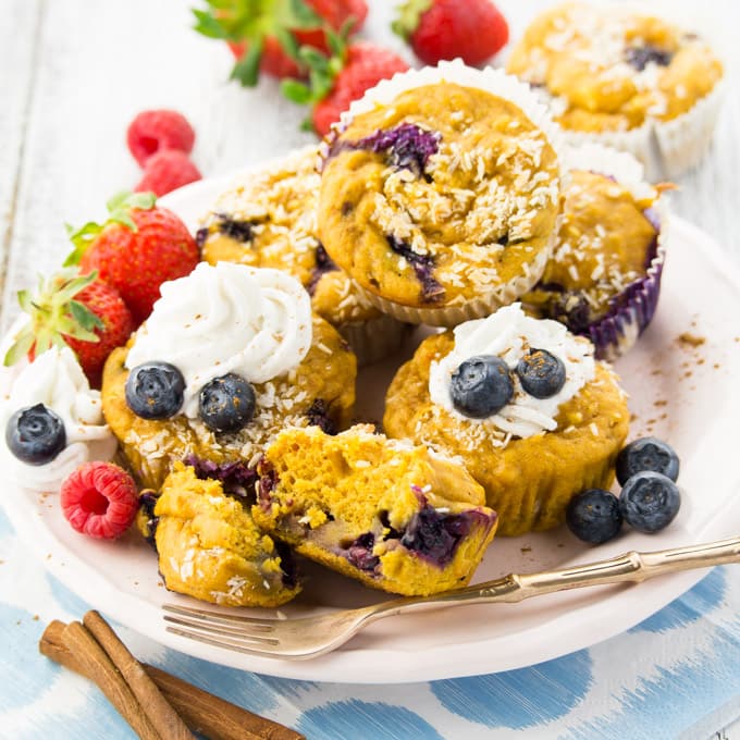 Sweet Potato Muffins with Blueberries 