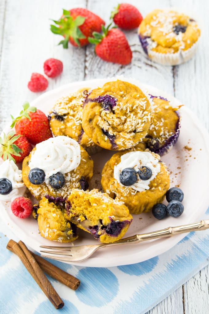 Sweet Potato Muffins with Blueberries 
