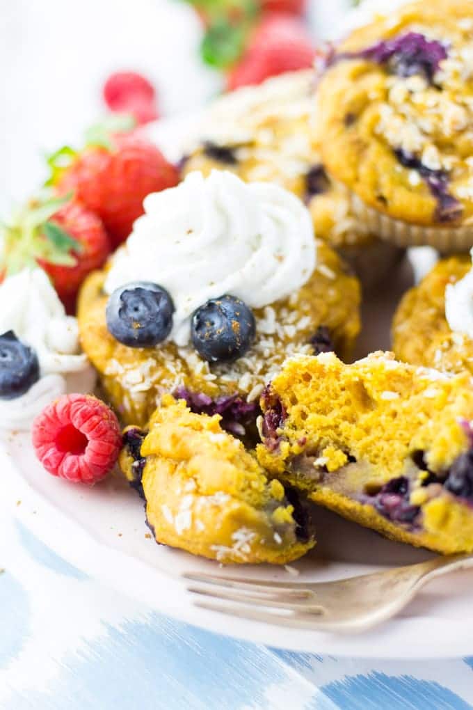 Sweet Potato Muffins with Blueberries 