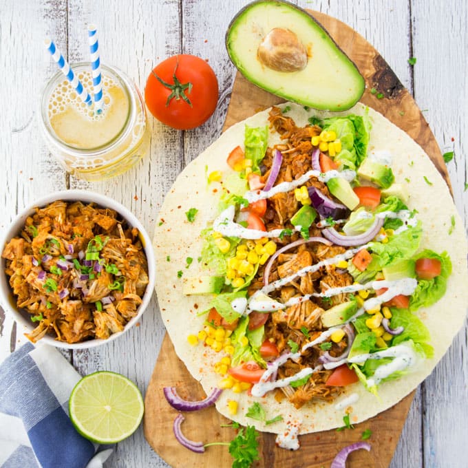 Vegan Pulled Pork Wrap with Avocado 