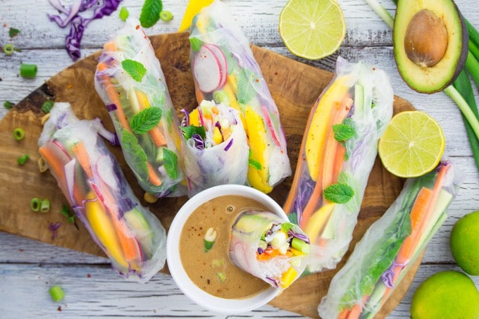 Rice Paper Rolls with Mango and Mint - Vegan Heaven