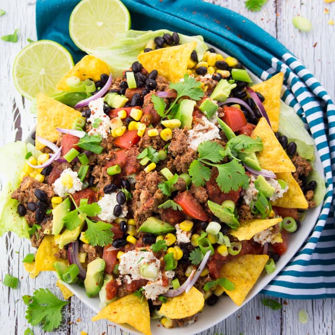 Vegan Taco Salad with Lentil Walnut Meat