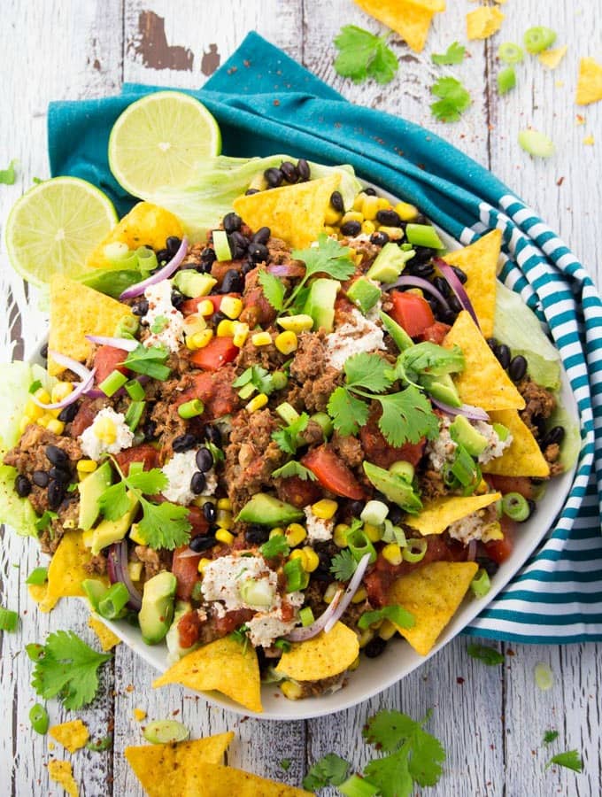 Vegan Taco Salad with Lentil Walnut Meat 