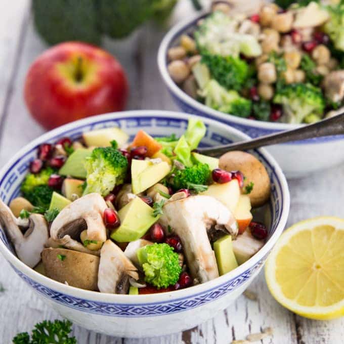 Veggie Salad with Broccoli and Mushrooms