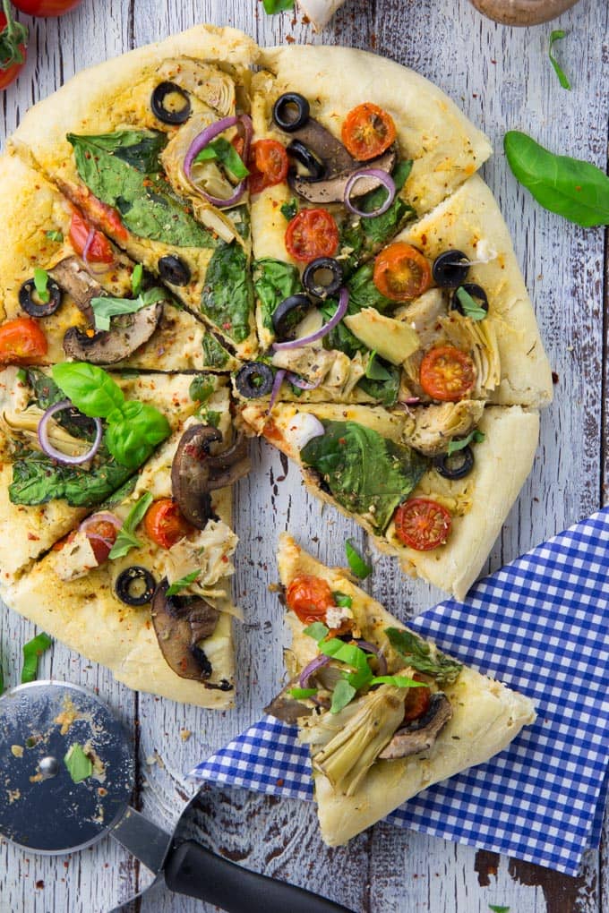 Hummus Pizza with Veggies