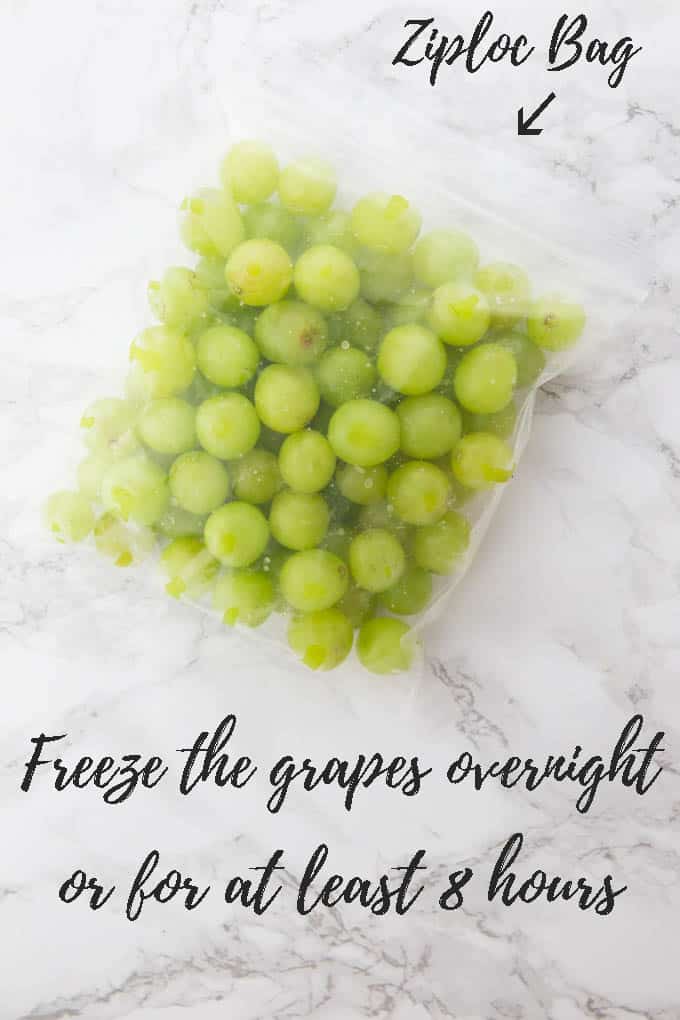 a collage that tells you how to make frozen grapes 