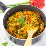 One Pot Vegetable Rice with Bell Pepper and Peas