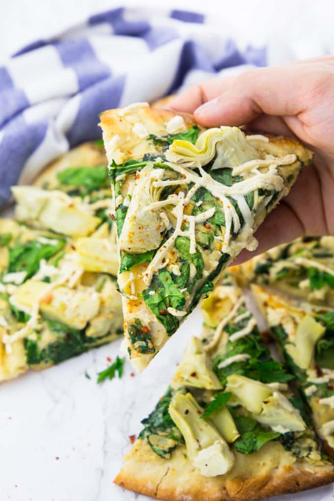 Spinach Artichoke Pizza (Vegan) 