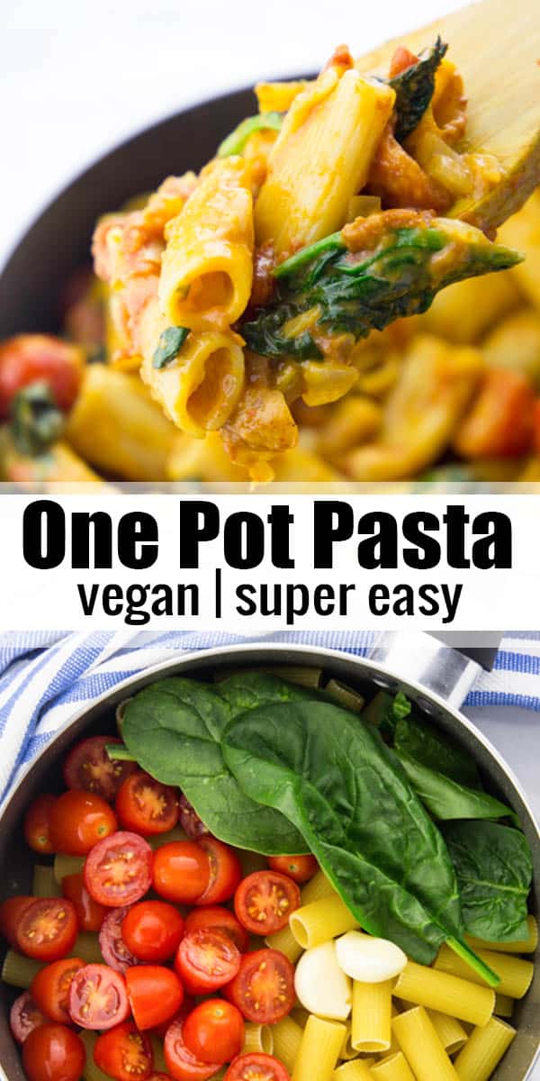 Vegan One Pot Pasta with Spinach and Tomatoes - Vegan Heaven