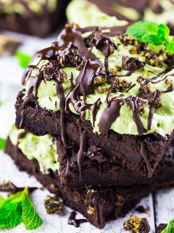 Protein Brownies with Mint Topping (Vegan & Gluten-Free)