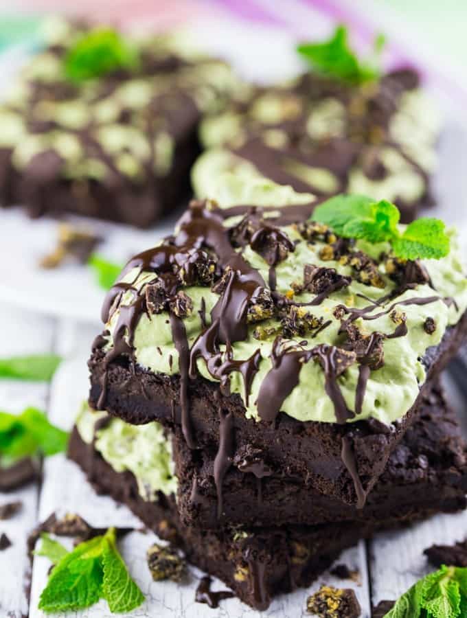 Protein Brownies with Mint Topping (Vegan & Gluten-Free) 