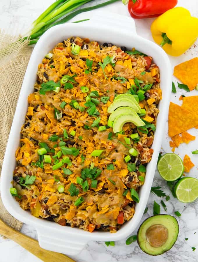 Vegan Mexican Rice Casserole with Tacos 