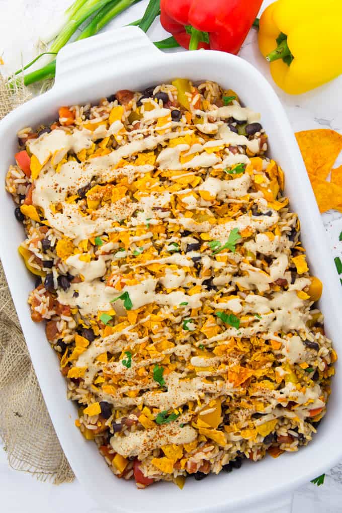 Vegan Mexican Rice Casserole with Tacos - Vegan Heaven