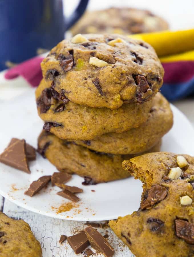 Vegan Pumpkin Cookies with Chocolate Chunks 