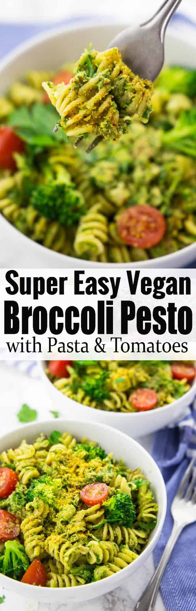 Broccoli Pesto with Pasta and Cherry Tomatoes Vegan Heaven