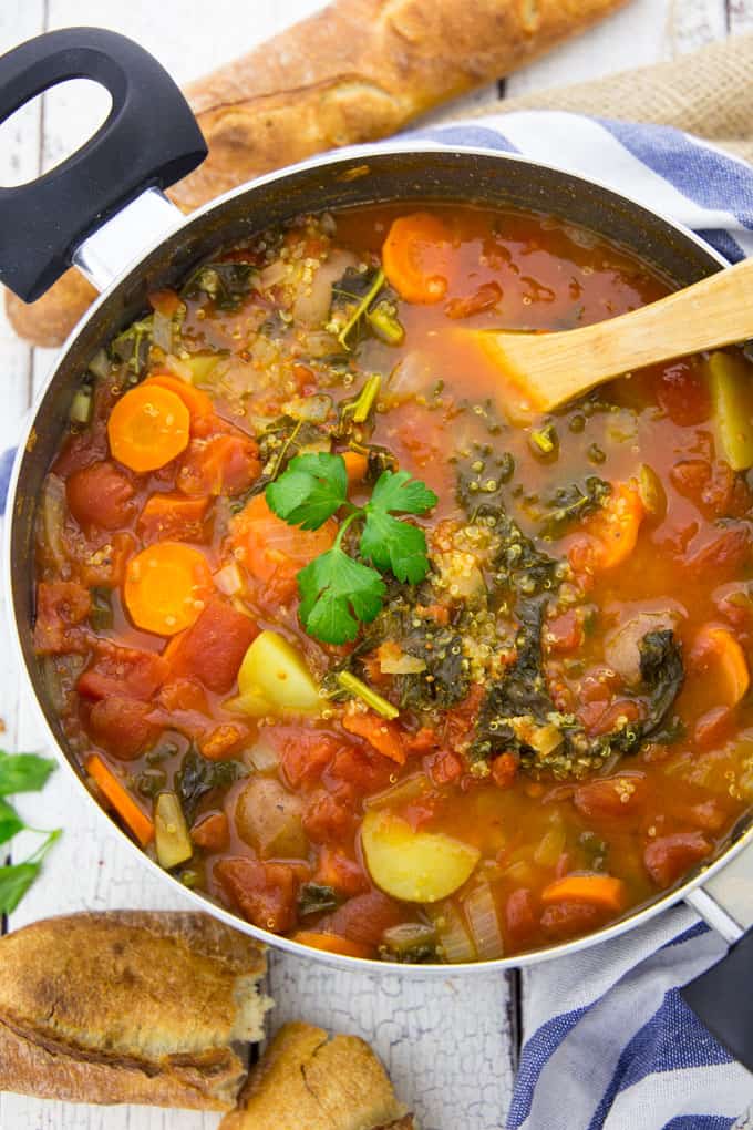 Quinoa Soup with Kale and Potatoes 