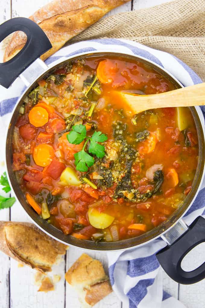 Quinoa Soup with Kale and Potatoes 