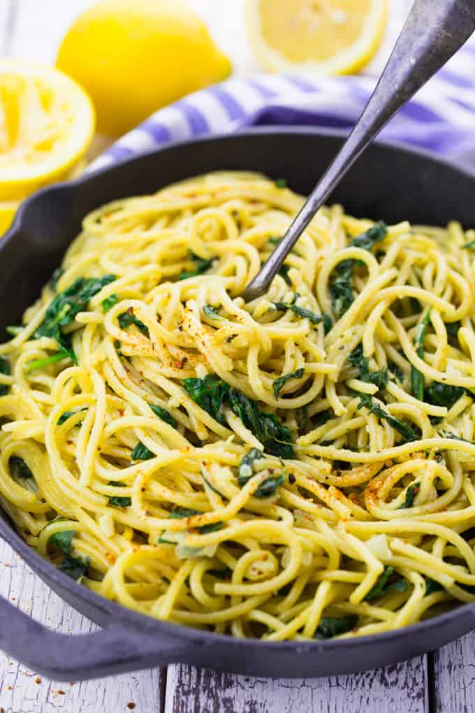 Lemon Spaghetti with Spinach