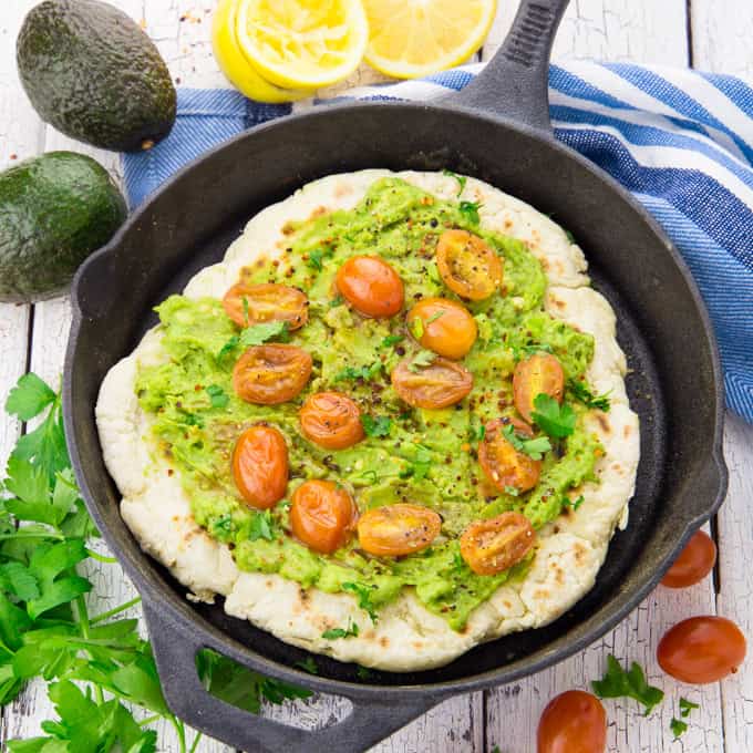 Stovetop Pizza with Avocado and Roasted Cherry Tomatoes + Giveaway! - Vegan Heaven