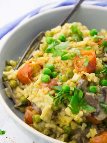 Instant Pot Risotto in a Bowl with a Fork