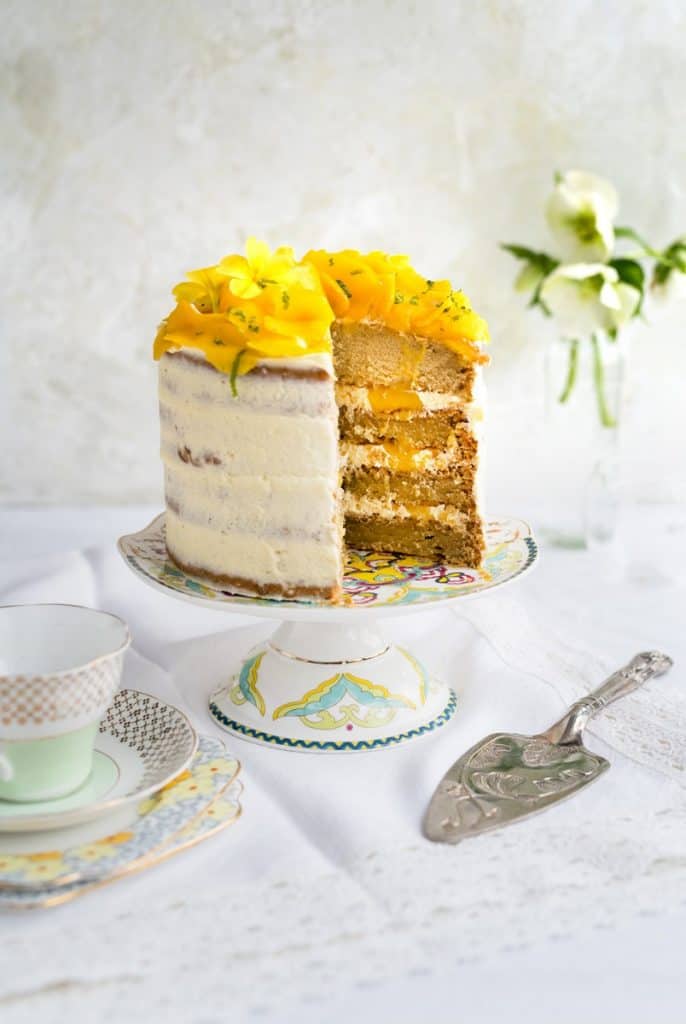 Vegan Tropical Celebration Cake with a Cake Lifter on The Side