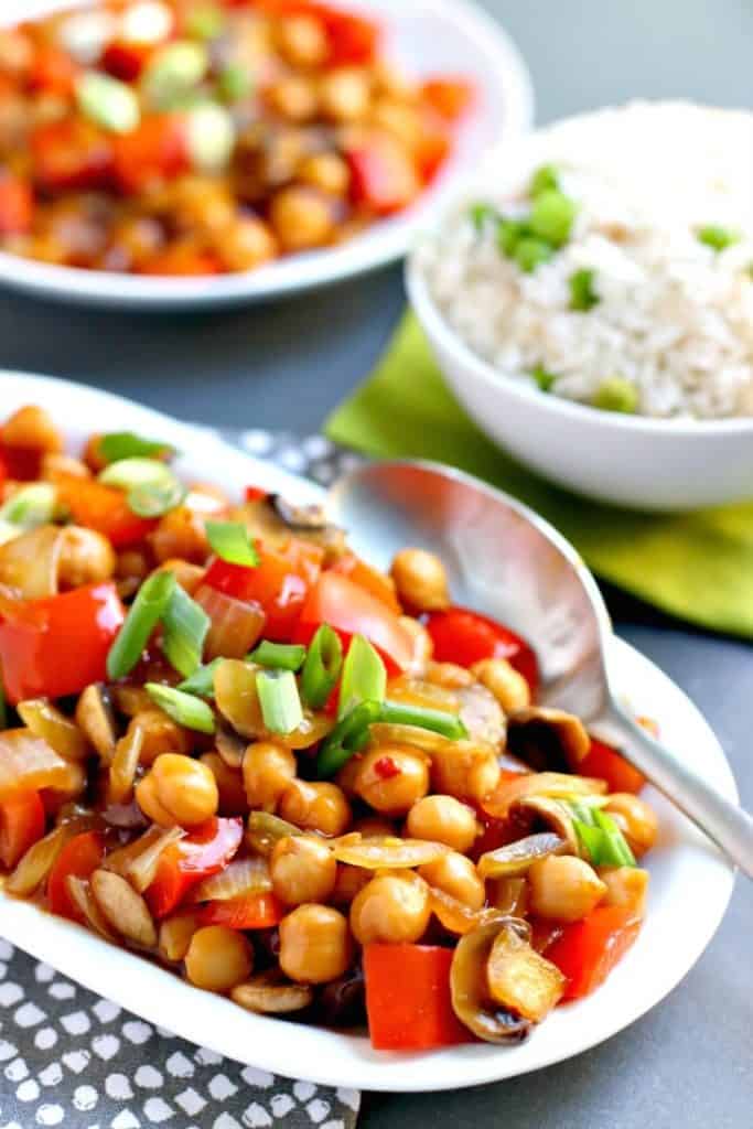 Chickpea Stir Fry with Rice on the Side 