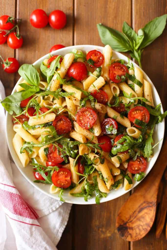 Tomato Arugula Balsamic Pasta Salad 