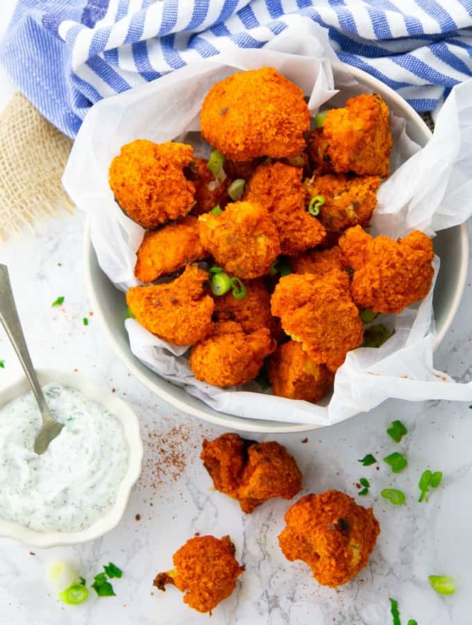 Cauliflower Buffalo Wings with Vegan Ranch on the Side