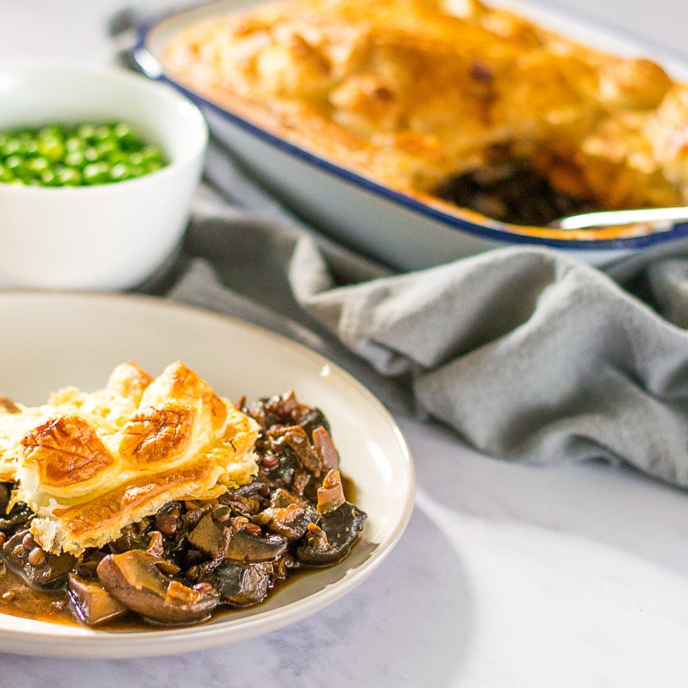 Hearty Vegan Mushroom, Ale & Lentil Pie 